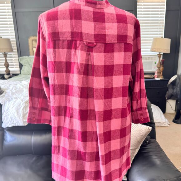BlairBuffalo Plaid Button Front Tunic Top Women’s Plus L 100% Cotton Long Sleeve - Picture 2 of 7